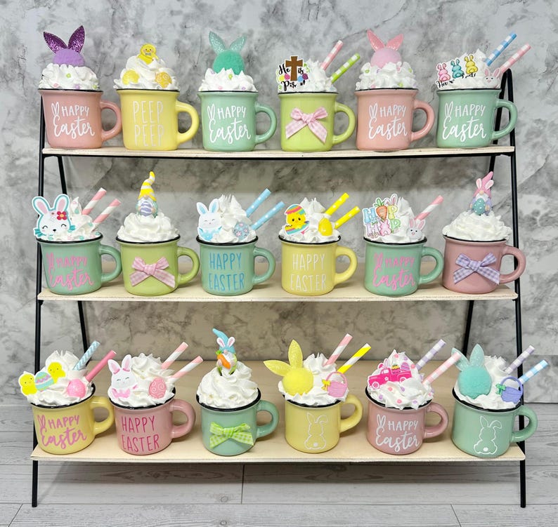 Easter, Easter decor, Easter decoration, tiered tray, tiered tray decor, happy Easter, peep peep, Easter bunny, bunny, hoppy Easter, Easter afbeelding 1