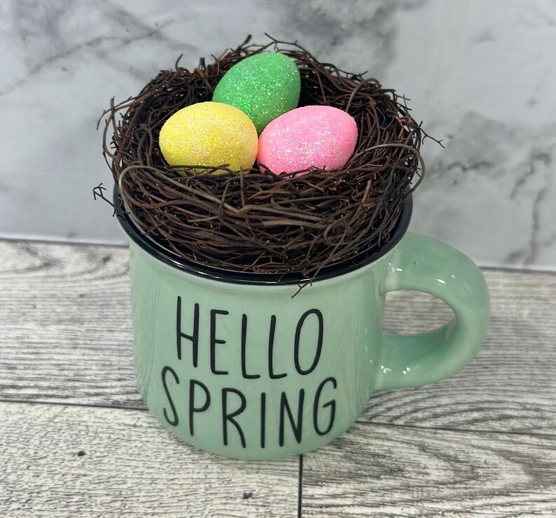 Easter, Easter decor, Easter decoration, tiered tray, tiered tray decor, happy Easter, peep peep, Easter bunny, bunny, hoppy Easter, Easter turquoise nest mug