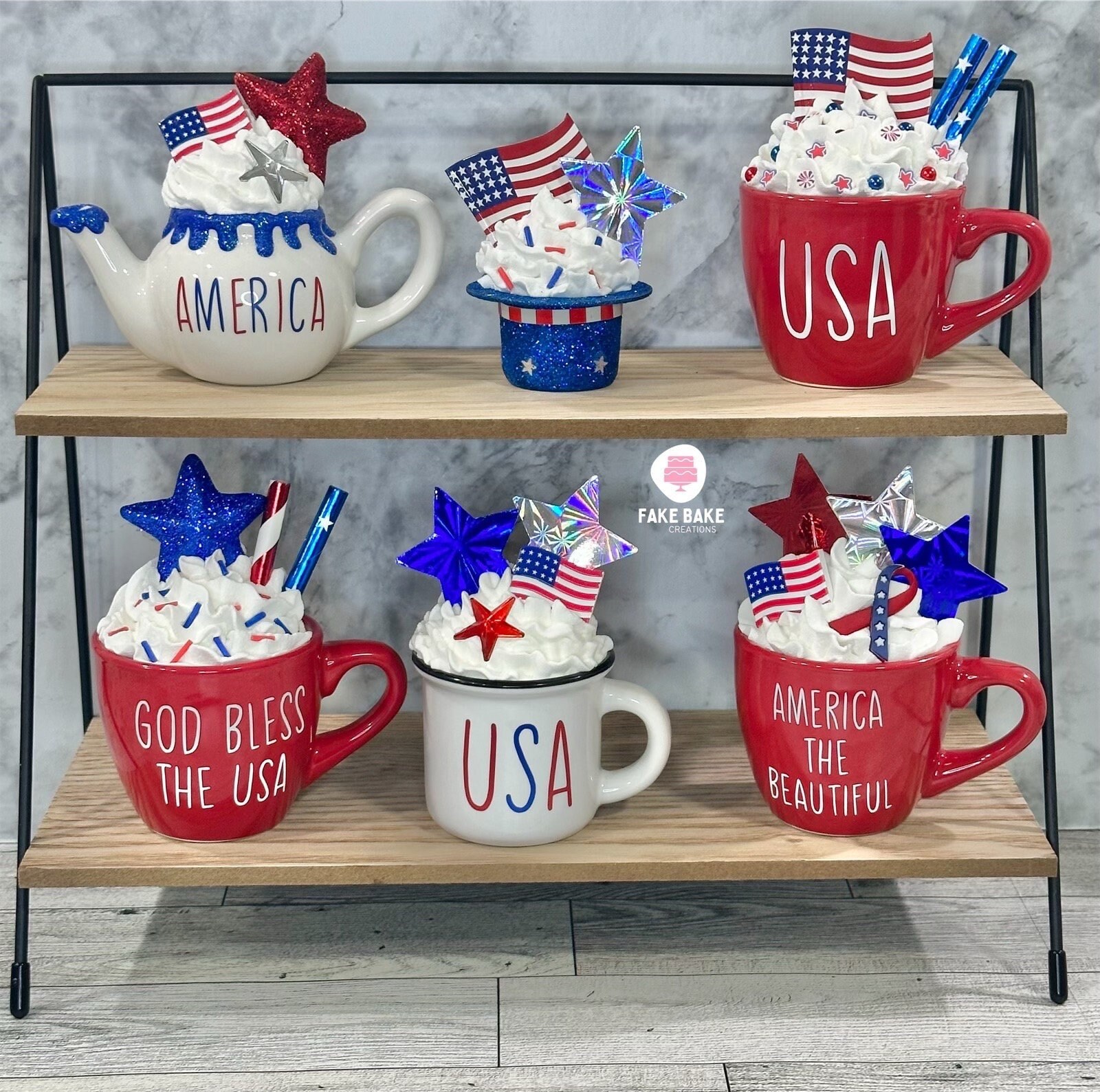 4th of july, mini mug, mini teapot, patriotic, fourth of july decorations, USA, America the beautiful, uncle sam, god bless the usa, decor
