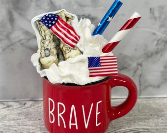 4th of july, mini mug, brave, patriotic, fourth of july decorations, USA, freedom, American , god bless America, god bless the usa, decor