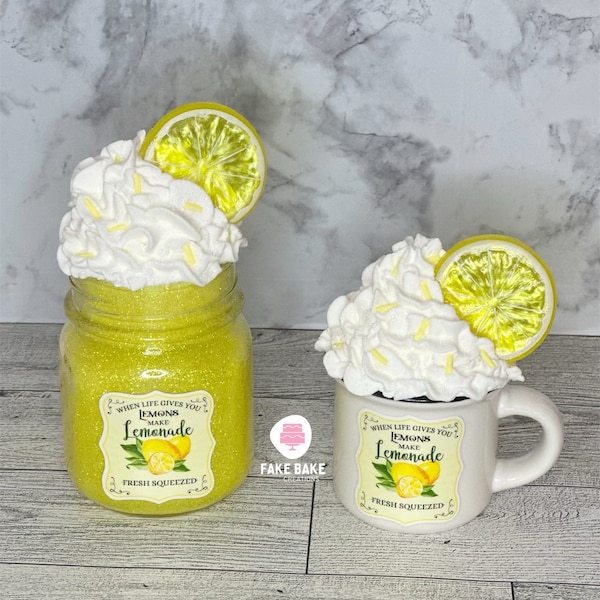 Lemon Decor, Lemon, tiered tray, tiered tray decor, Summer, Spring, Lemonade, lemons, mini mug, mason jar