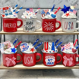 Fourth of July, 4th of July, mini mug, America, American, USA, 4th of July decor, tiered tray decor, tiered tray, Independence Day