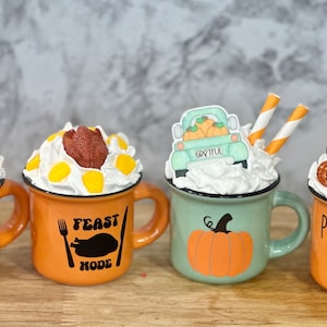 Mini mug, fall, fall decor, thanksgiving, hayrides, turkey, tiered tray, tiered tray decor, pumpkin patch, greatful, turkey dinner