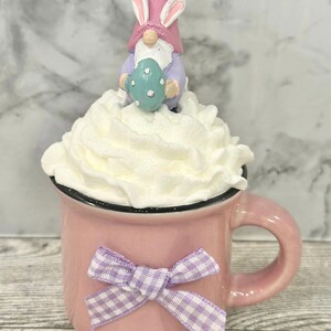 Easter, Easter decor, Easter decoration, tiered tray, tiered tray decor, happy Easter, peep peep, Easter bunny, bunny, hoppy Easter, Easter pink gnome mug