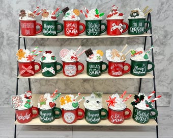 Christmas, mini mug decor, candy cane, Christmas mug, Christmas decor, tiered tray decor, Christmas decor, Christmas gift, mini mug