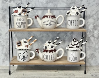 Mini teapot, teapot decor, Mini coffee cup whipped drink, coffee, coffee decor, espresso, coffee bean, coffee drink, hot cocoa