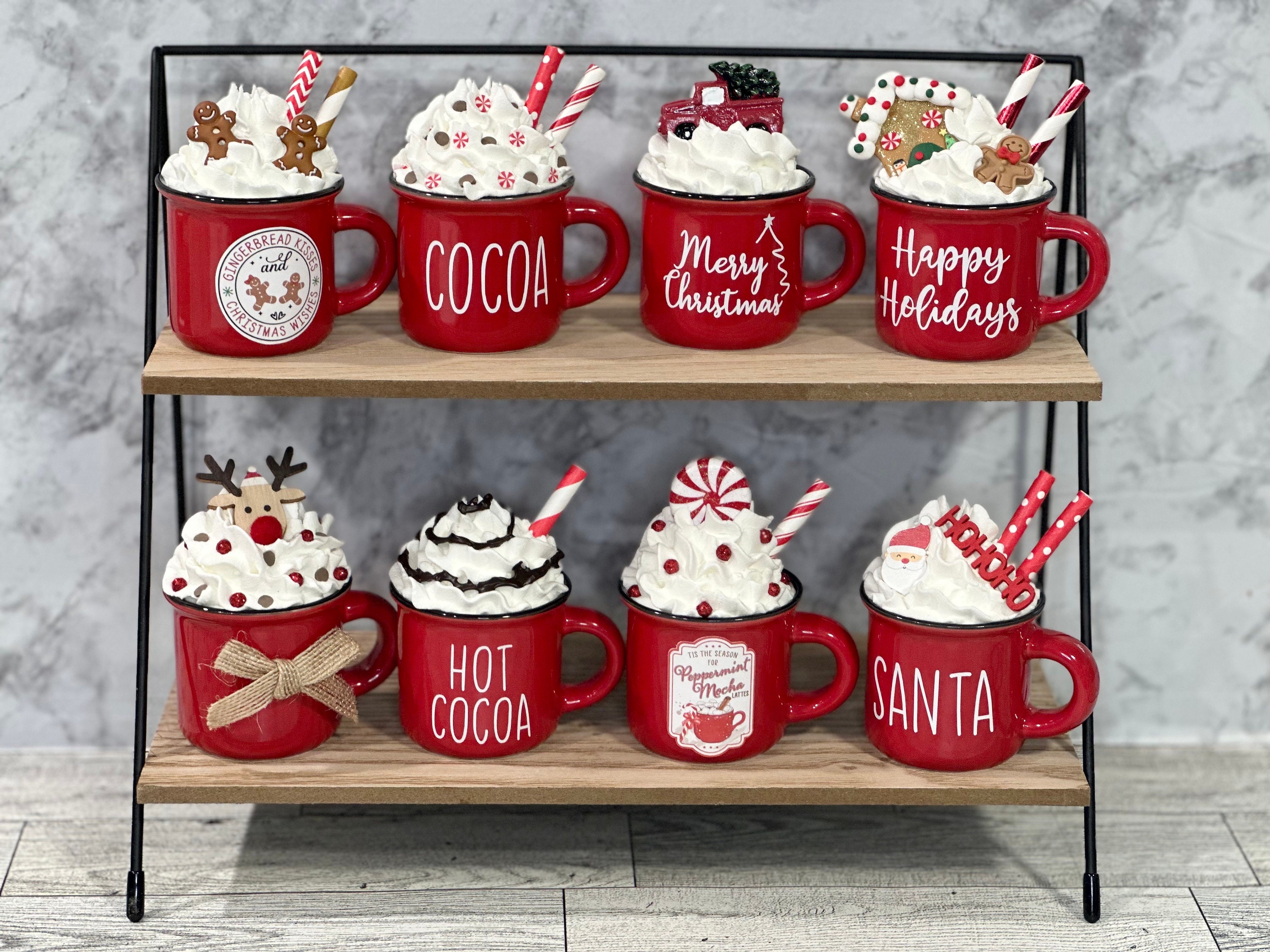 Christmas, mini mug decor, candy cane, Christmas mug, Christmas decor, tiered tray decor, Christmas decor, Christmas gift, mini mug