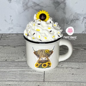 Mini mug, mini coffee mug, tiered tray, tiered tray decor, tiny mug, coffee, mug, highland cow, highland cow decor