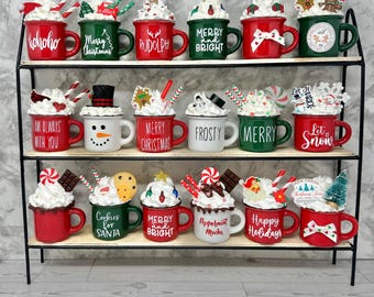 Christmas, mini mug decor, candy cane, Christmas mug, Christmas decor, tiered tray decor, Christmas decor, Christmas gift, mini mug