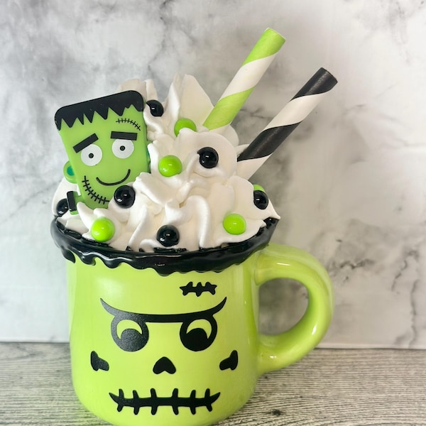 Halloween, Halloween decor, Halloween Home Decor, spooky, spiders, mini mugs, tiered tray decor, spooky season, witches brew, frankenstein