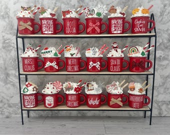 Christmas, mini mug decor, candy cane, Christmas mug, Christmas decor, tiered tray decor, Christmas decor, Christmas gift, mini mug