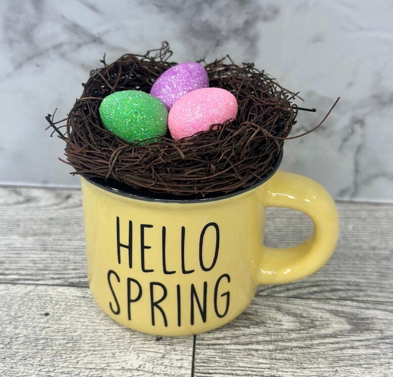 Easter, Easter decor, Easter decoration, tiered tray, tiered tray decor, happy Easter, peep peep, Easter bunny, bunny, hoppy Easter, Easter yellow hello spring