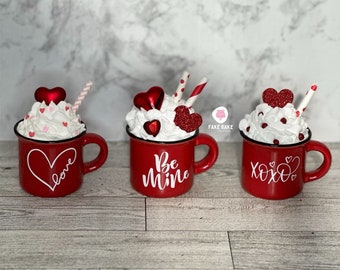 Valentine’s Day, valentine, valentines day, mini mug decor, tiered tray decor, mini mug, love, be mine, xoxo