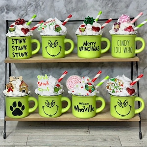 Christmas, Mean one, Christmas decor, Christmas gift, tiered tray decor, tiered tray Christmas, mini mug, mini mug decor, christmas mini mug