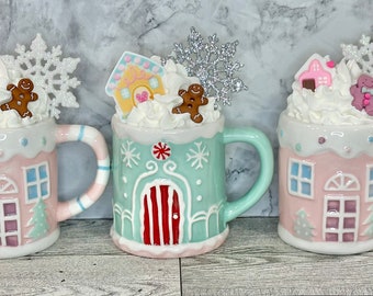 Christmas, mini mug decor, gingerbread, Christmas mug, Christmas decor, tiered tray decor, Christmas decor, Christmas gift, mini mug