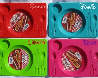 Personalized Food Tray Red Teal Hot Pink Lime Kids Food Tray Serving Tray
