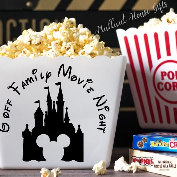 Personalized Disney Themed Popcorn Tub Minnie Mickey Party Favor Custom Popcorn Bowl Family Disney Movie Night