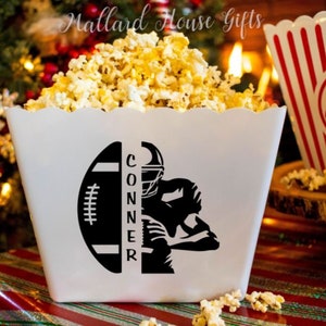 Personalized Football Popcorn Tub Custom Popcorn Tub Football Party Favor Custom Popcorn Bowl Birthday Christmas