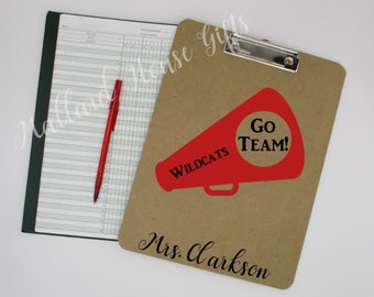 Personalized Team Megaphone Cheerleading Coach Clipboard Cheer Coach Gift Back to School Teacher Appreciation Gift End of Year Gift