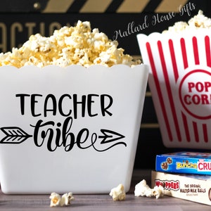 Personalized Popcorn Tub Teacher Tribe Teacher Appreciation Gift Custom Popcorn Bowl