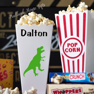 Personalized T-rex Dinosaur Popcorn Tub Individual Size Custom Popcorn ...