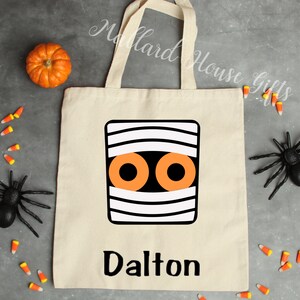 Personalized Mummy Trick or Treat Bag Kids Halloween Candy Bag Halloween Tote Bags Canvas Tote Bag Trunk or Treat bag