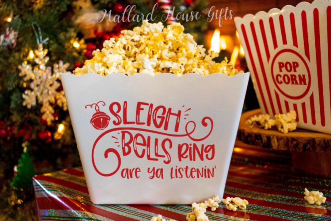 Sleigh Bells Ring Custom Movie Night Popcorn Tub Party Favor Custom