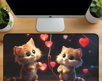 Tappetino da scrivania con gatto carino, tappetino da scrivania con cartoni animati, regalo per amanti dei gatti, tappetino da scrivania con gatto carino, tappetino per mouse con gatto, tappetino da scrivania per giochi, tappetino per mouse XL, tappetino da scrivania con gattini