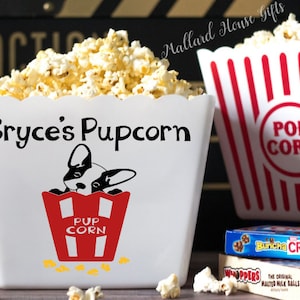 Personalized Pupcorn Popcorn Tub Custom Popcorn Tub Party Favor Custom Popcorn Bowl Birthday Christmas