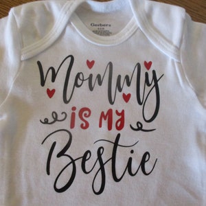 Mommy Is My Bestie Onesie Unisex Onesie Baby Bodysuit Mothers Day Gift New Mom Gift Custom Baby Onesie