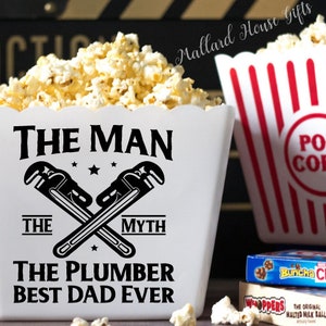 Personalized Popcorn Tub Plumber Best Dad Ever Dad Step Dad Father&#39;s Day Gift Custom Popcorn Bowl Gift for Dad
