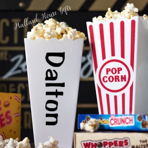 Personalized Popcorn Tub Name Only Individual Size Custom Popcorn Tub Party Favor Custom Popcorn Bowl Birthday Christmas Font Color Choices