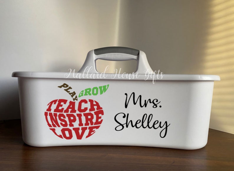 LARGE Personalized Teacher Caddy SIX DESIGNS Teacher Desk Etsy