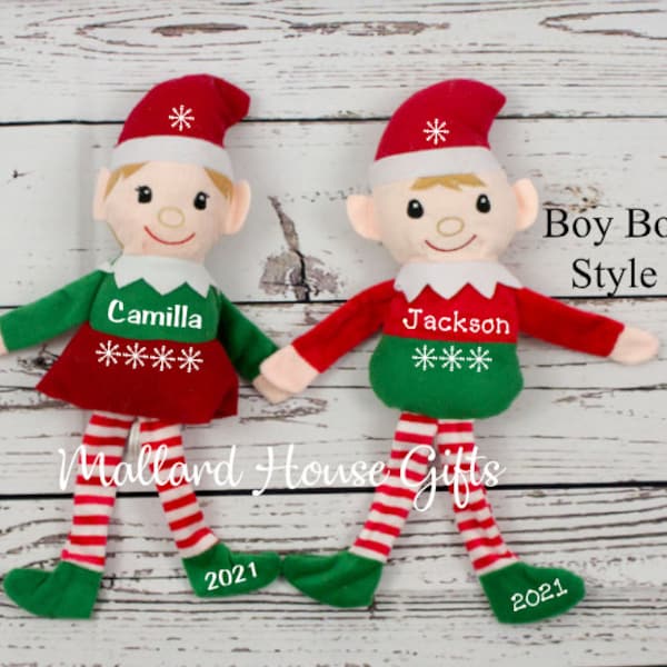 Personalized Christmas Elves Boy Elf Girl Elf Holiday Elves Plush Personalized Christmas Elf Plush Elf Custom Christmas Elf 1st Christmas