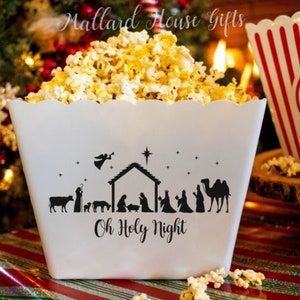 Nativity Scene Popcorn Tub Party Favor Personalized Popcorn Tub Custom Popcorn Bowl Christmas Birthday