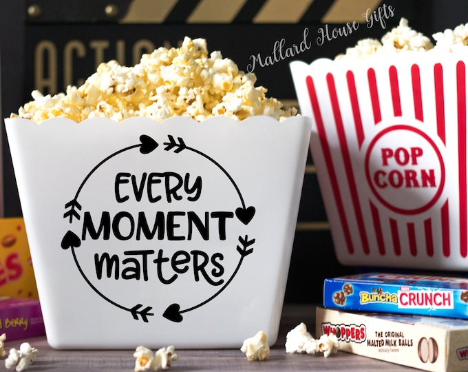 Personalized Popcorn Tub Every Moment Matters Custom Popcorn Tub Party Favor Popcorn Bowl Christmas Gift