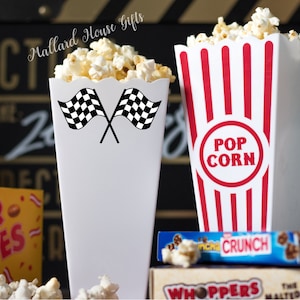 Personalized Race Day Popcorn Tub Individual Size Checkered Flag Custom Popcorn Tub Party Favor Custom Popcorn Bowl Birthday Christmas