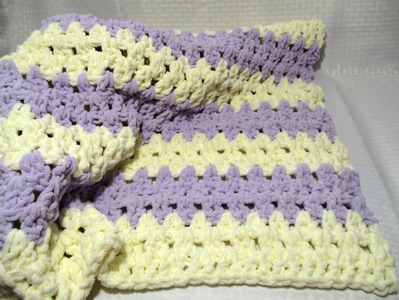 Crochet Baby Blanket Purple and Vanilla Baby Blanket Purple Baby