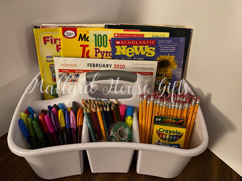 LARGE Personalized Teacher Caddy SIX DESIGNS Teacher Desk Etsy