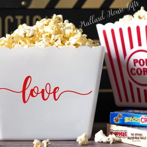 Love Popcorn Tub Custom Valentine&#39;s Day Popcorn Tub Party Favor Custom Popcorn Bowl Birthday Christmas Teacher Gift