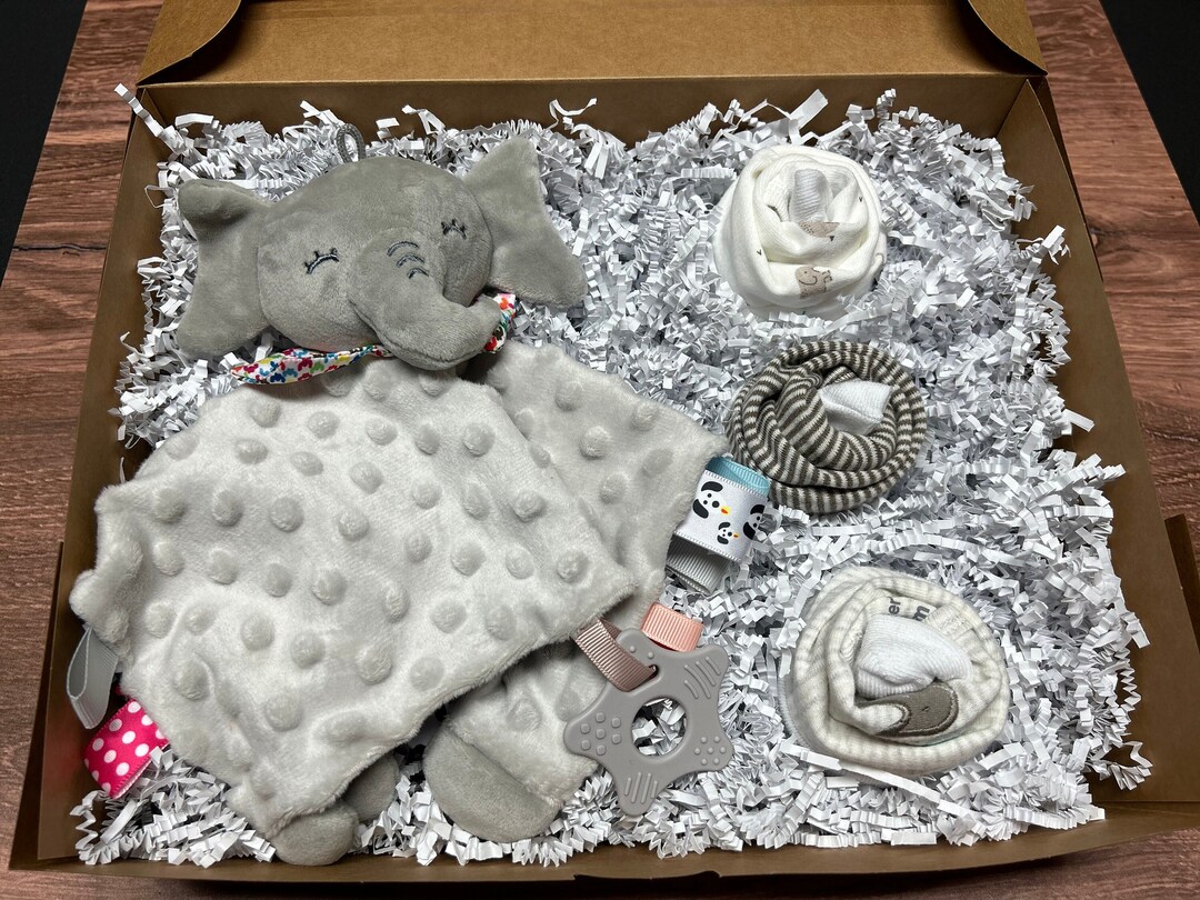 Neutral Baby Gift Elephant Lovey and Onesie Cupcakes Gift Set Baby ...