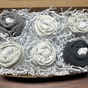 Neutral Baby Gift Gray and White Lamb Onesie Cupcakes Gift Box Baby Shower Gift Welcome Baby Hospital Gift Baby Gift Box
