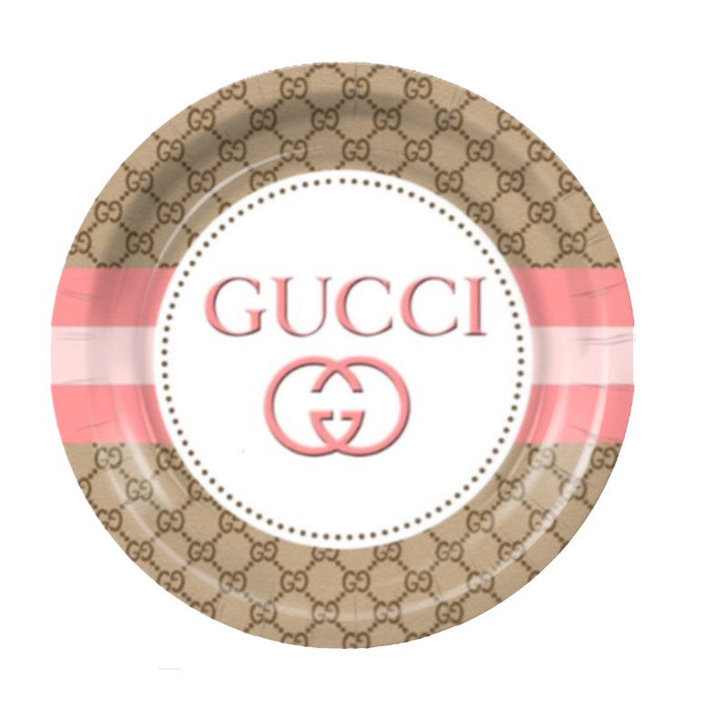 Pink And Tan Gg Inspired Baby Shower Plates Or Cups Image 0