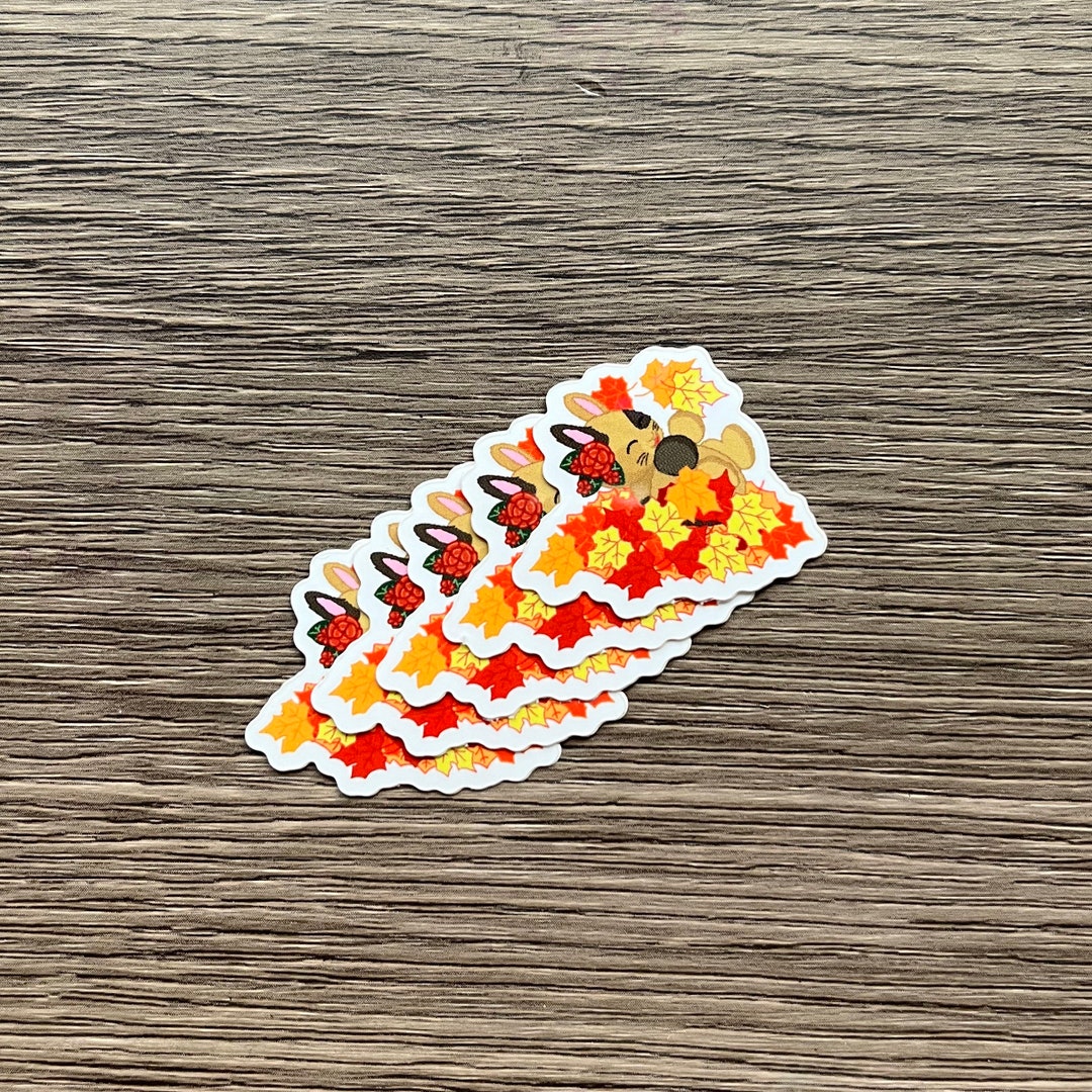 kinz Autumn Bunny Leaves Sticker Etsy
