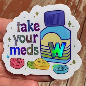 ¡Tómate tus medicamentos! Pegatina holográfica de Webkinz