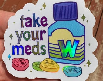 NEHME DEINE MEDIZINIS! Holografischer Webkinz Sticker