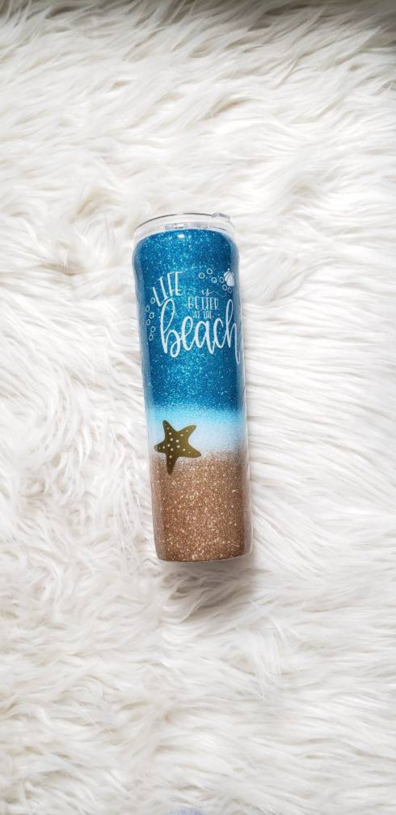 Glitter Epoxy Tumbler Custom Tumbler Beach Tumbler Etsy