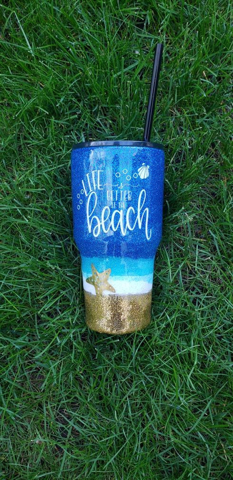 Glitter Epoxy Tumbler Custom Tumbler Beach Tumbler Etsy