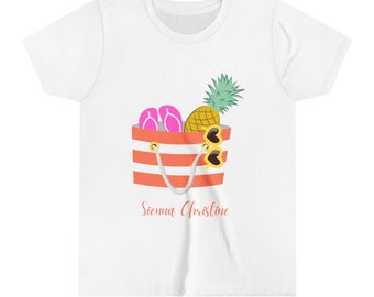 Jeugd korte mouw t-shirt, aangepast kindershirt, cadeaus voor kinderen, schattig kindershirt, strandthema shirt, op maat gepersonaliseerd shirt
