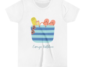 Jeugd korte mouw t-shirt, aangepast kindershirt, cadeaus voor kinderen, schattig kindershirt, strandthema shirt, op maat gepersonaliseerd shirt